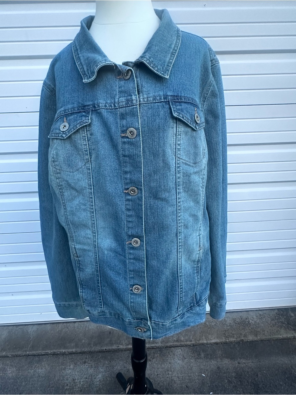 Bandolino Light Blue Denim Jacket with Detroit Lions Rhinestones